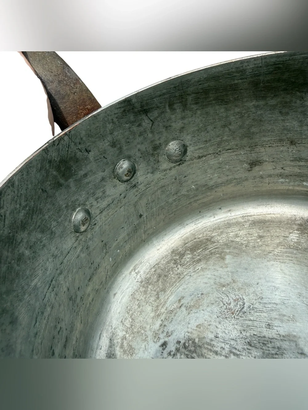 Vintage French Hammered Copper Saucepan Lid Cast Iron Handle Made France 8”
